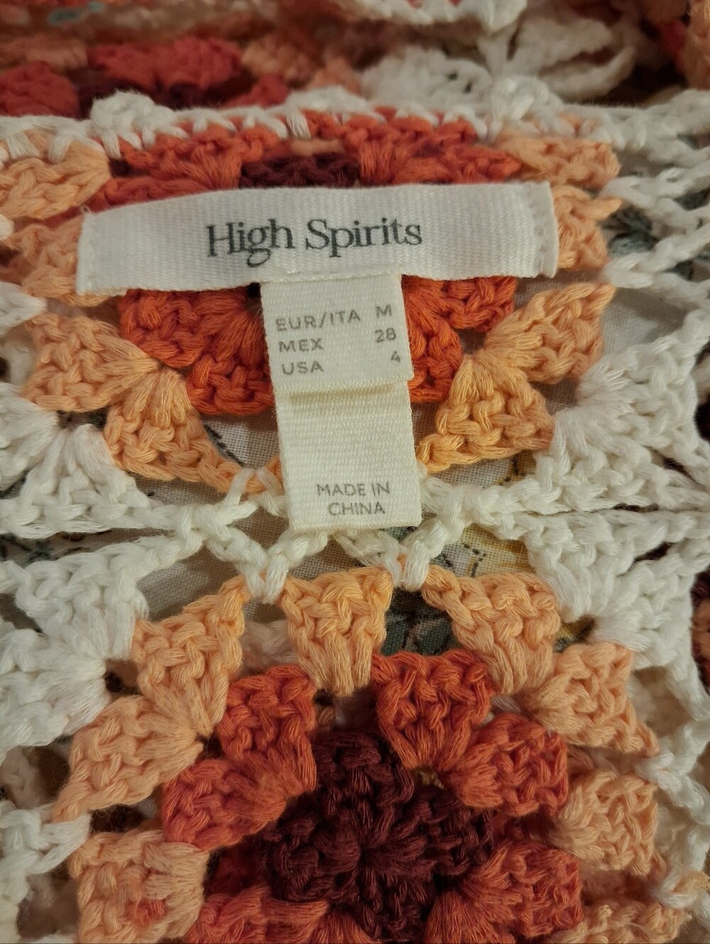 High Spirits Size M Boho Granny square Crotchet Tank Crop Top - Picture 4 of 4